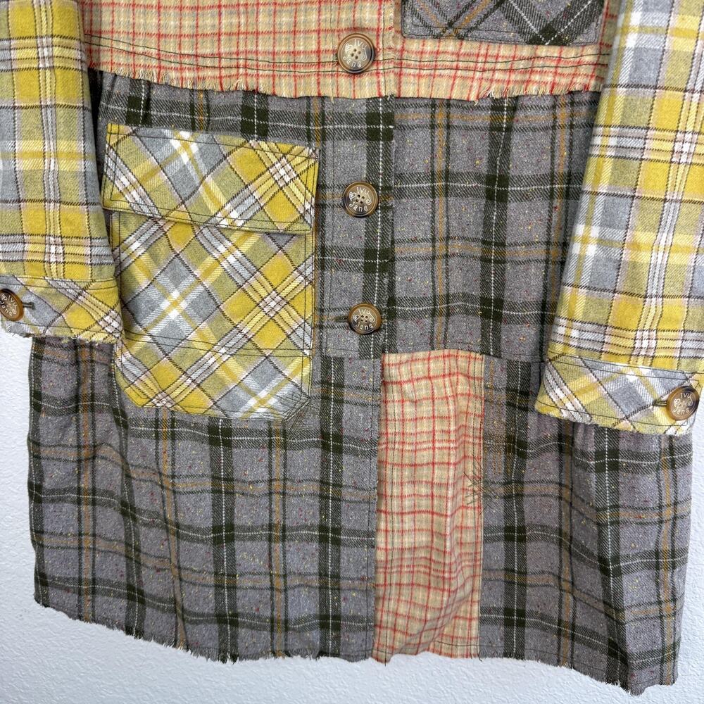 Ivy Jane Jacket Womens Small Patchwork Plaid Flannel Boho Distressed Artsy Coat - Picture 6 of 13